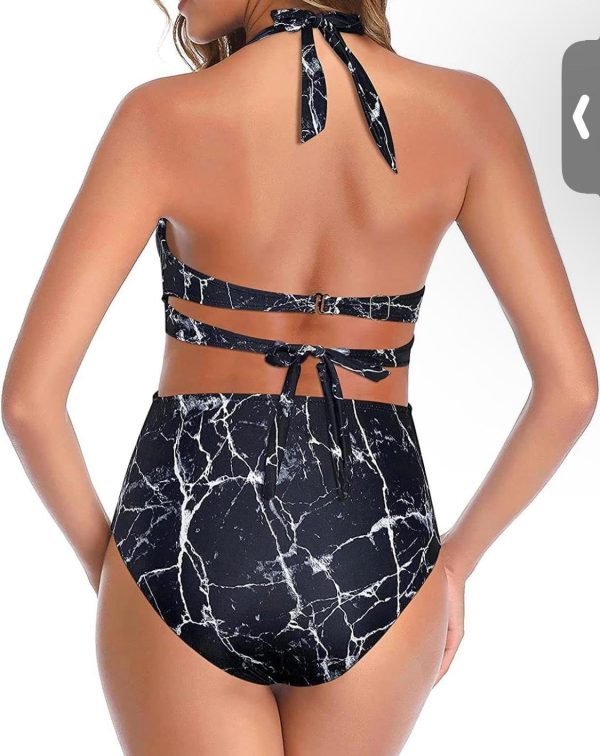 Bikini Negro Jaspeado en Blanco (Talla S) - Imagen 2