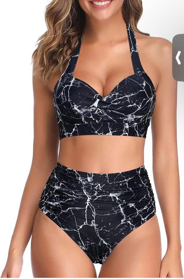 Bikini Negro Jaspeado en Blanco (Talla S) - Imagen 3