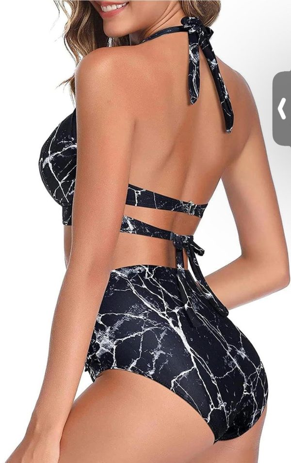 Bikini Negro Jaspeado en Blanco (Talla S) - Imagen 5